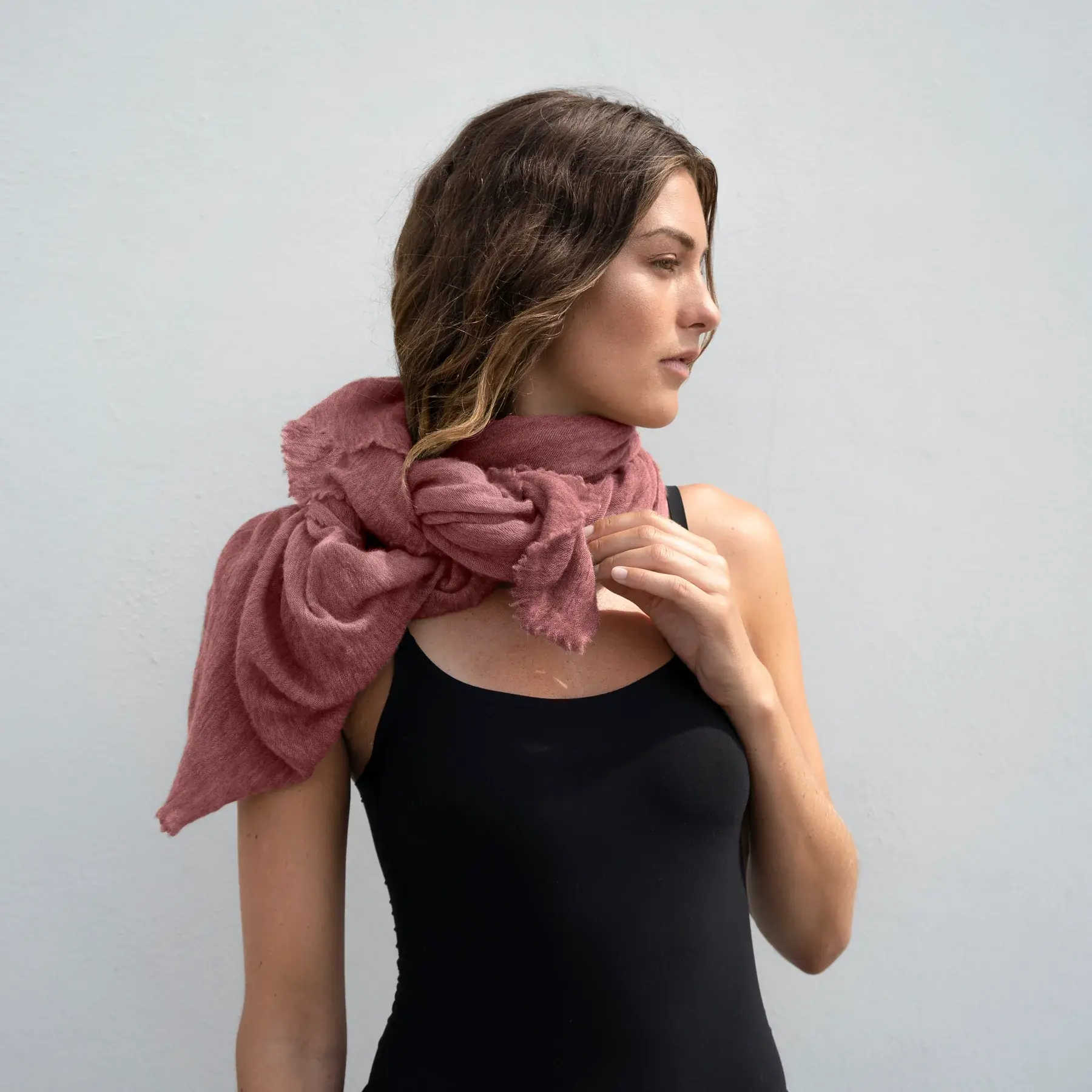 Natura Cashmere luxury scarf - Dusty Rose