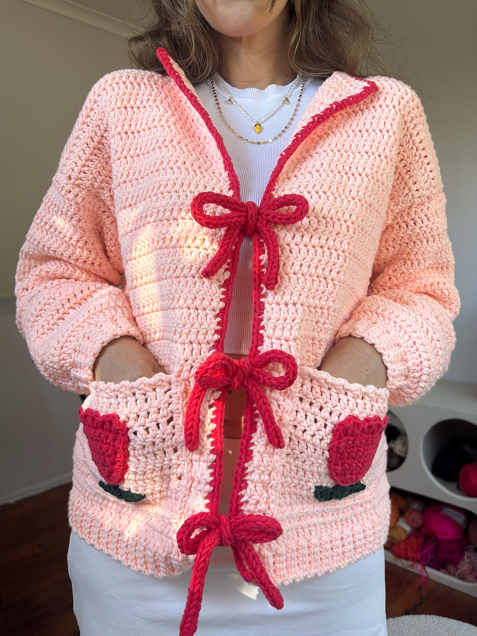 Thumbnail: Bow and Bloom Cardigan - PDF crochet pattern