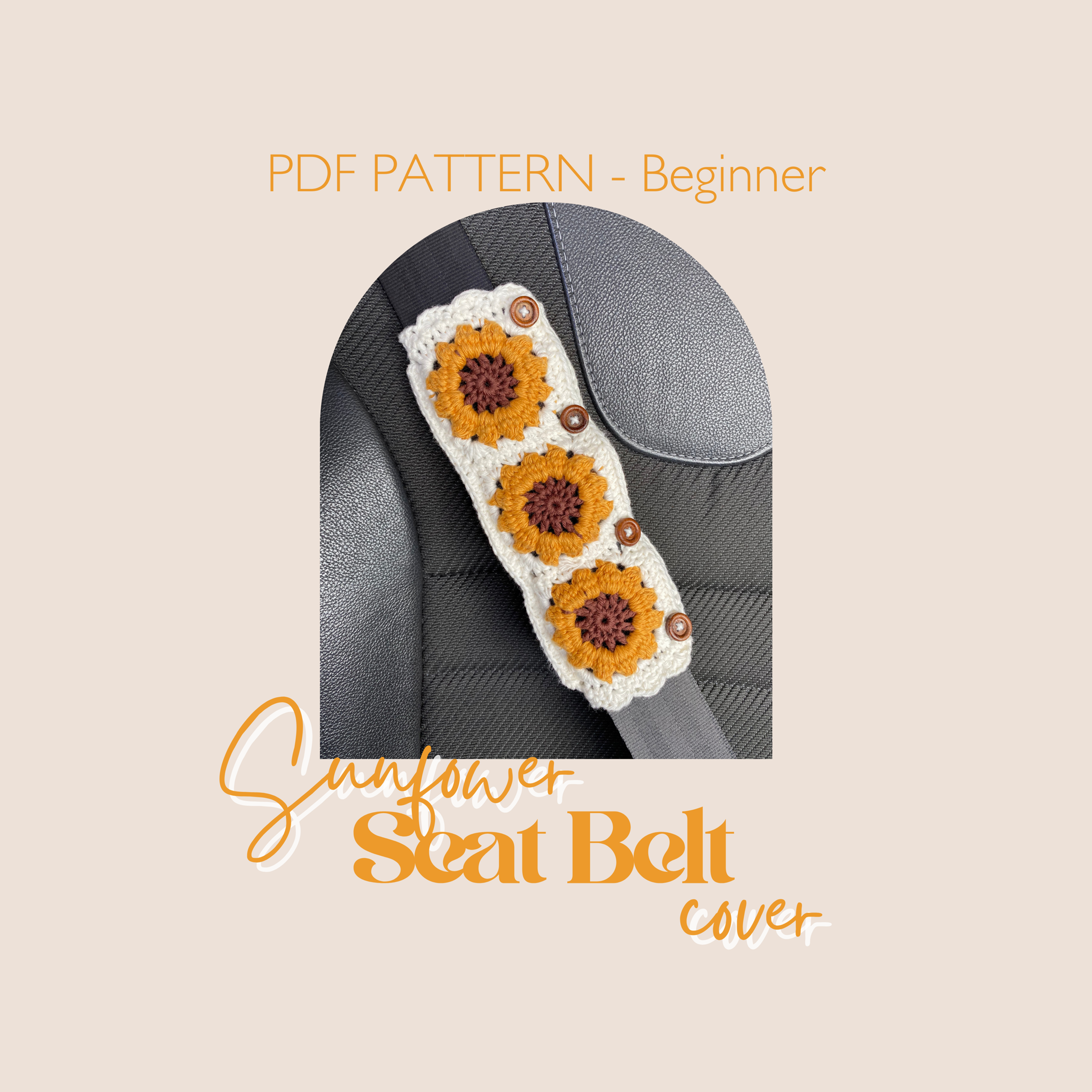 Sunflower Seat Belt Cover - PDF crochet pattern