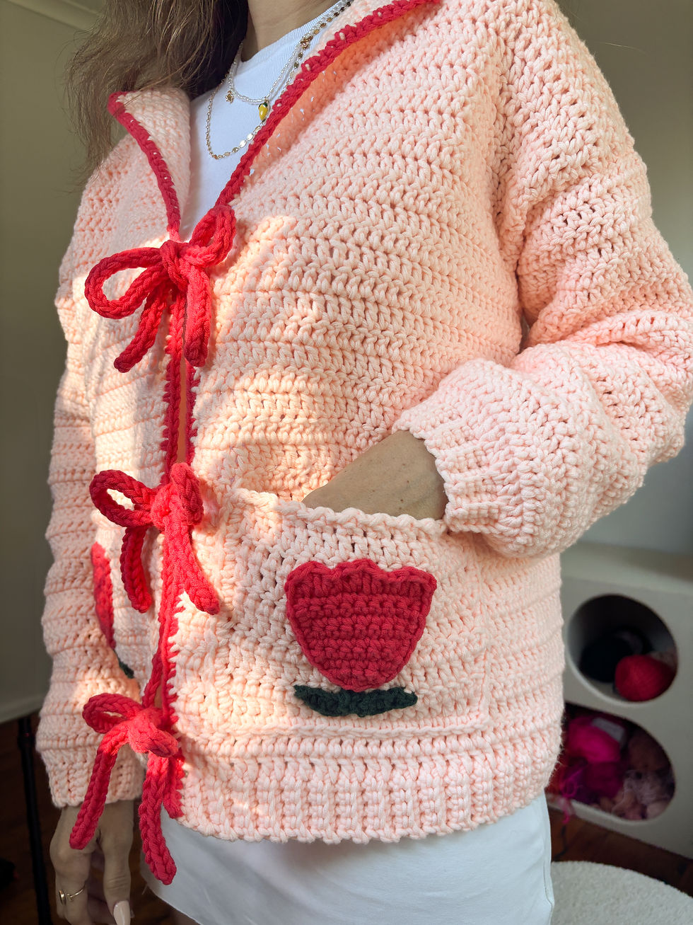 Thumbnail: Bow and Bloom Cardigan - PDF crochet pattern