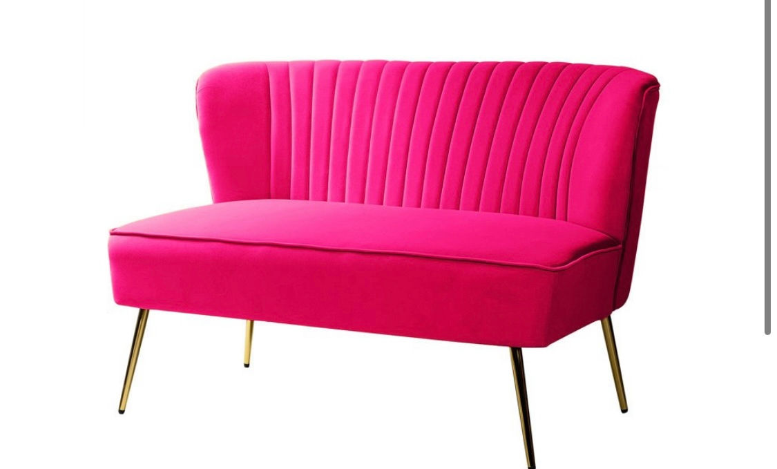 Hot Pink Velvet Loveseat