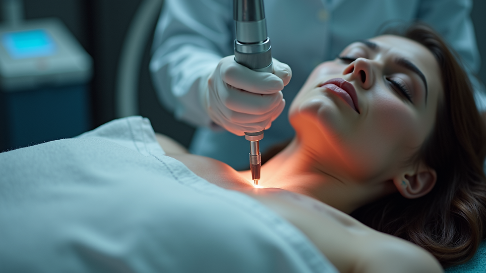 Close-up view of laser tattoo removal machine in a clinic