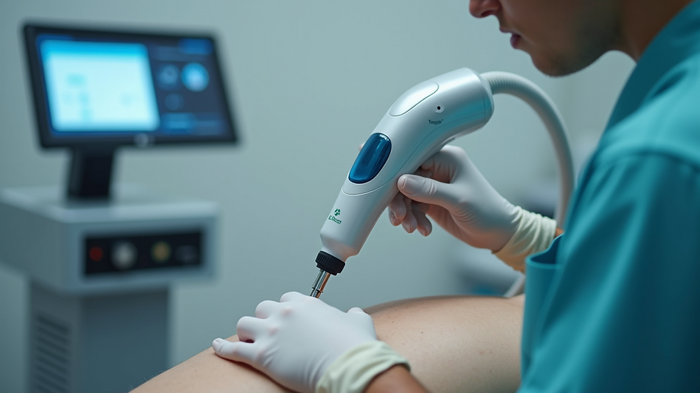 Close-up view of a modern laser tattoo removal machine in a clinic