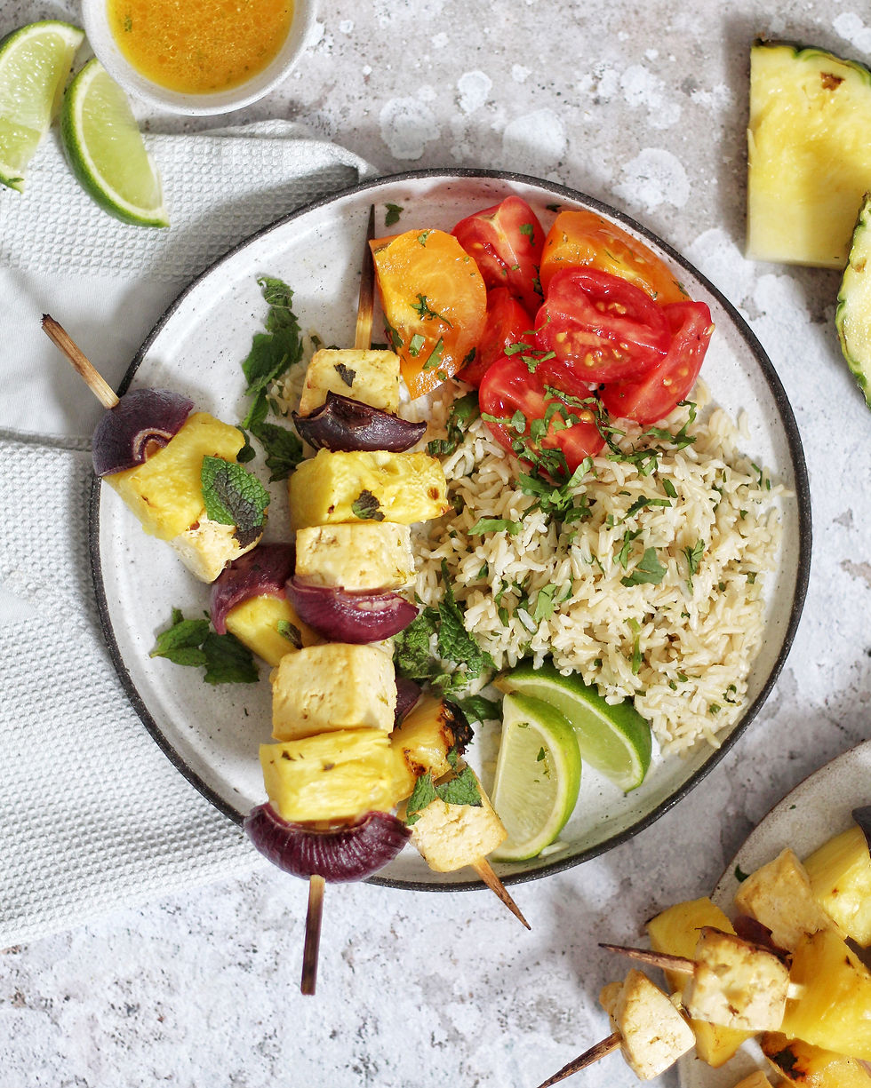 tofu pineapple skewers