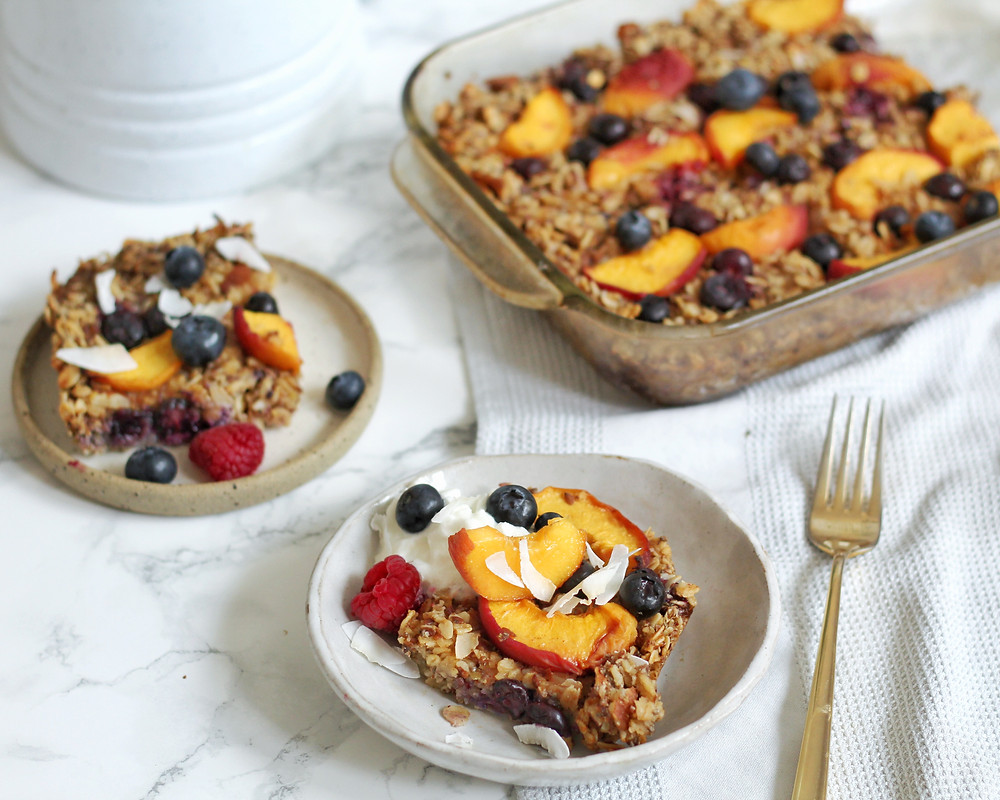 baked almond oats recipe healthy breakfast bar