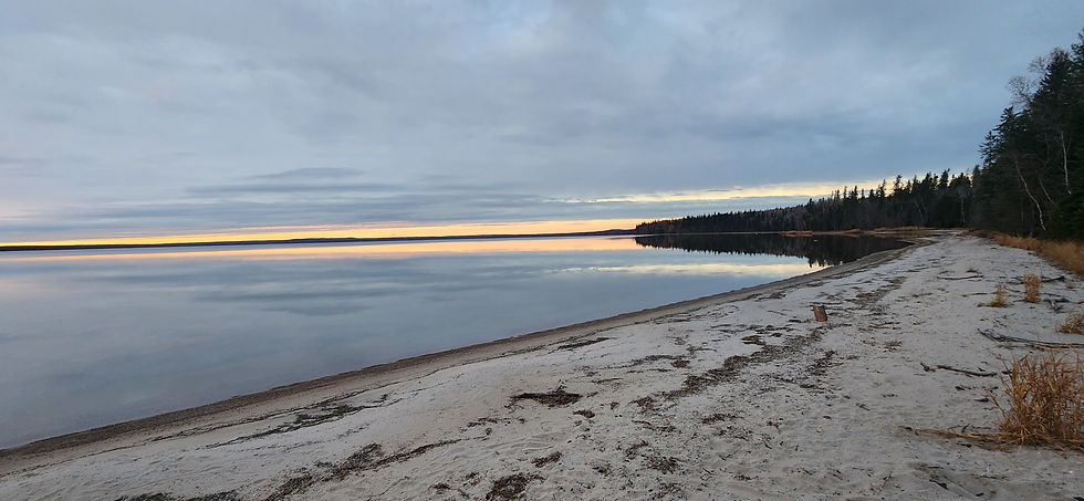 A beautiful sandy beach at Kingsmere lake at the Northend camping spot