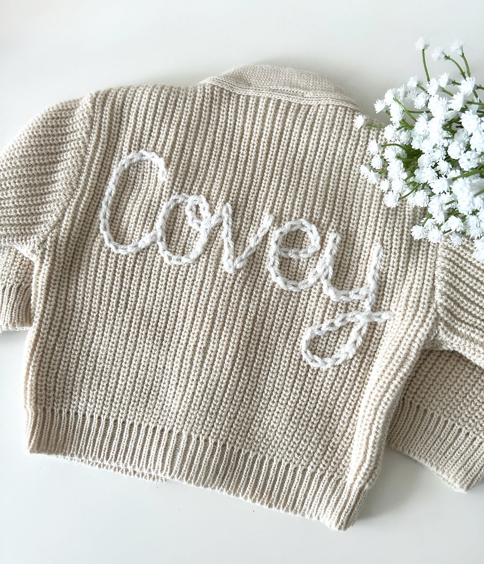 Thumbnail: Personalised Name Knitted Cardigan or Jumper 