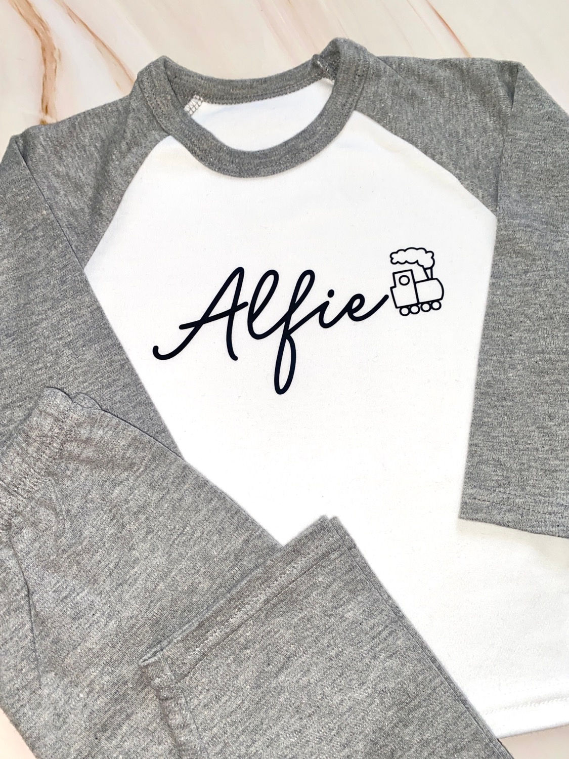Personalised Children’s Grey and White Pyjamas 
