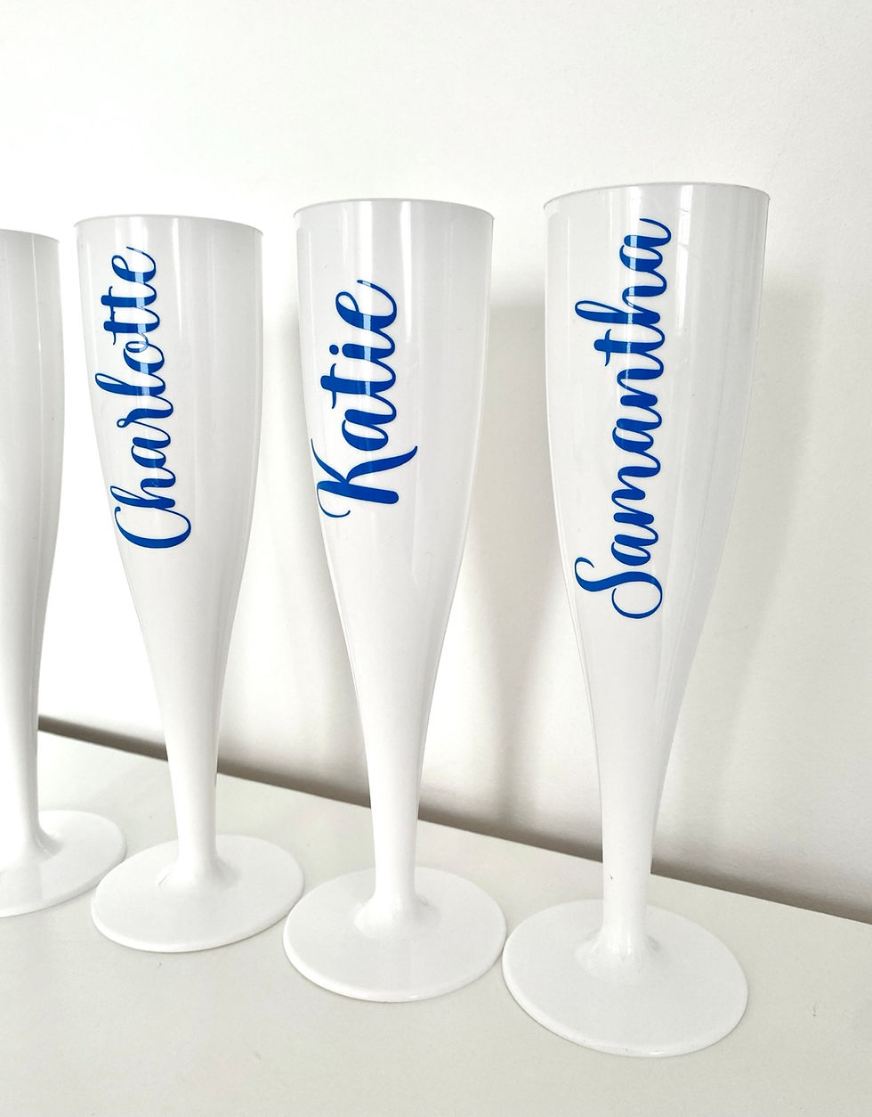 Thumbnail: Personalised White Biodegradable Plastic Prosecco Flute 175ml 