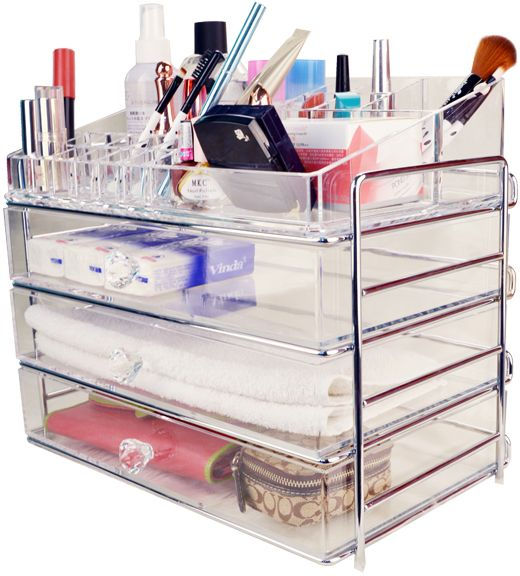 Thumbnail: 4 layer clear acrylic cosmetic storage box