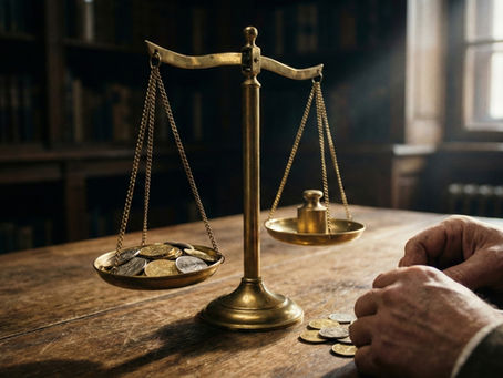 Balança justa em equilíbrio, ilustrando a fidelidade no pouco de Lucas 16:10.