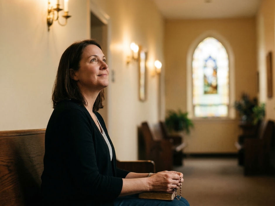 Pessoa sentada em paz, aprendendo a confiar no tempo de espera em Deus.