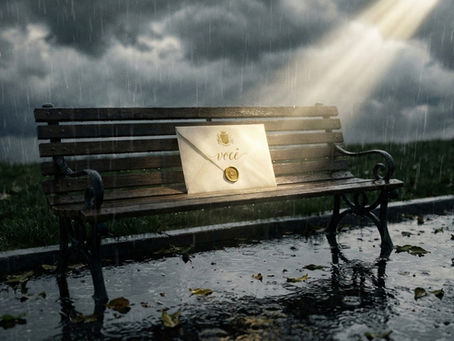 Carta de convite sobre um banco vazio, simbolizando a eleição de Deus e a cura da rejeição em Isaías 41.