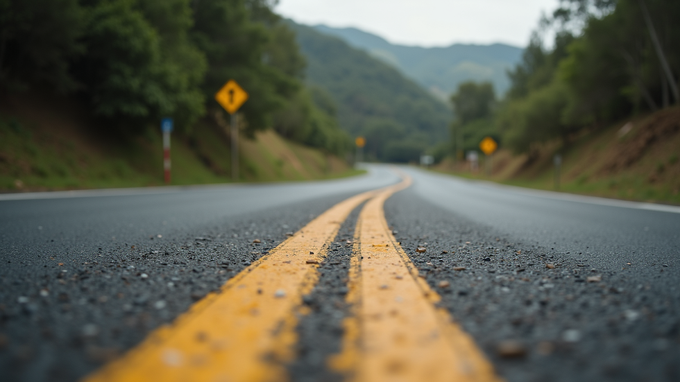 Close-up de uma estrada com uma curva, simbolizando mudança de rota