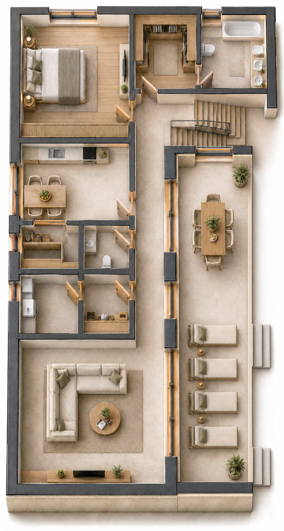 Refined Terrace with Twin Exterior Steps
