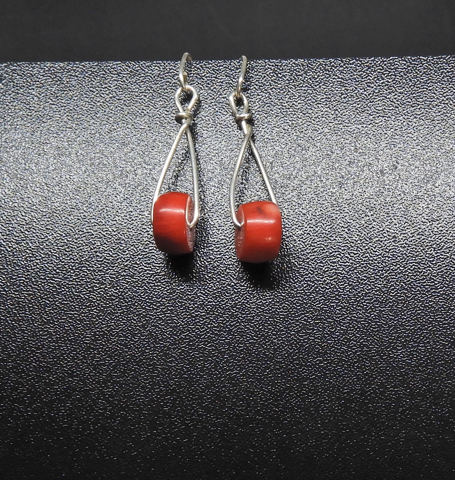 (SOLD) Coral and Sterling Silver Earrings
