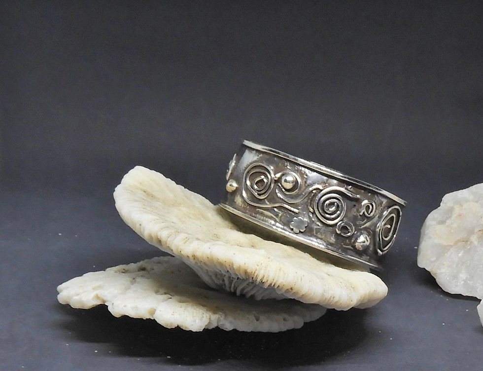 (SOLD)Sterling Silver fused with Copper Cuff