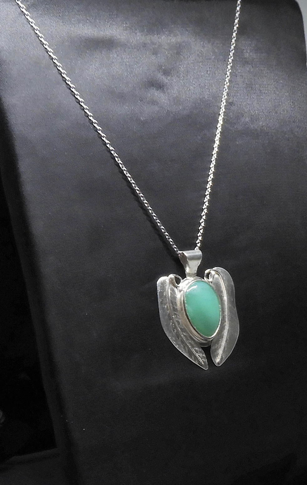 Thumbnail: (SOLD)Chrysophrase and Sterling Silver Pendant and S/S Chain