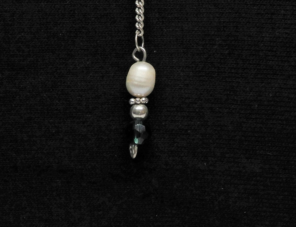 Thumbnail: (SOLD) Fresh Water Pearl & Faceted Green Stone