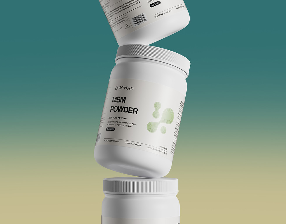 premium msm powder by envom – FTA-certified OptiMSM, packaged in Canada, 1kg size