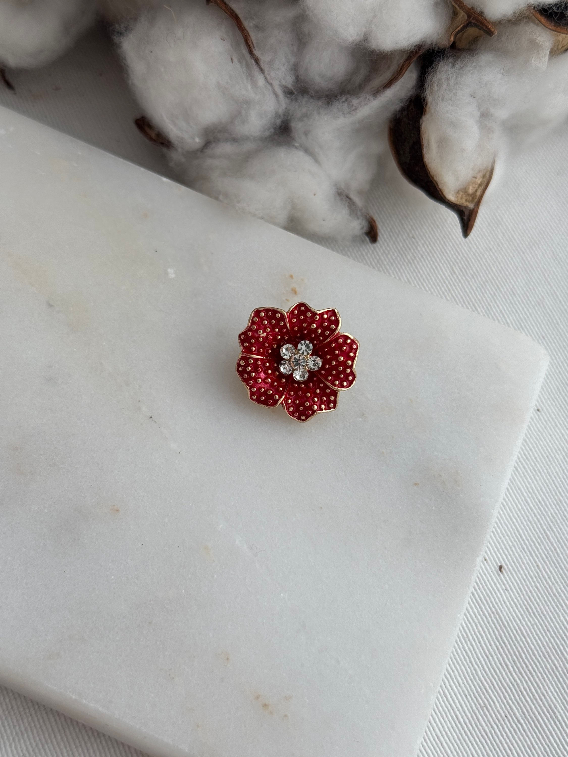 Kırmızı çiçek model broş BRŞ201