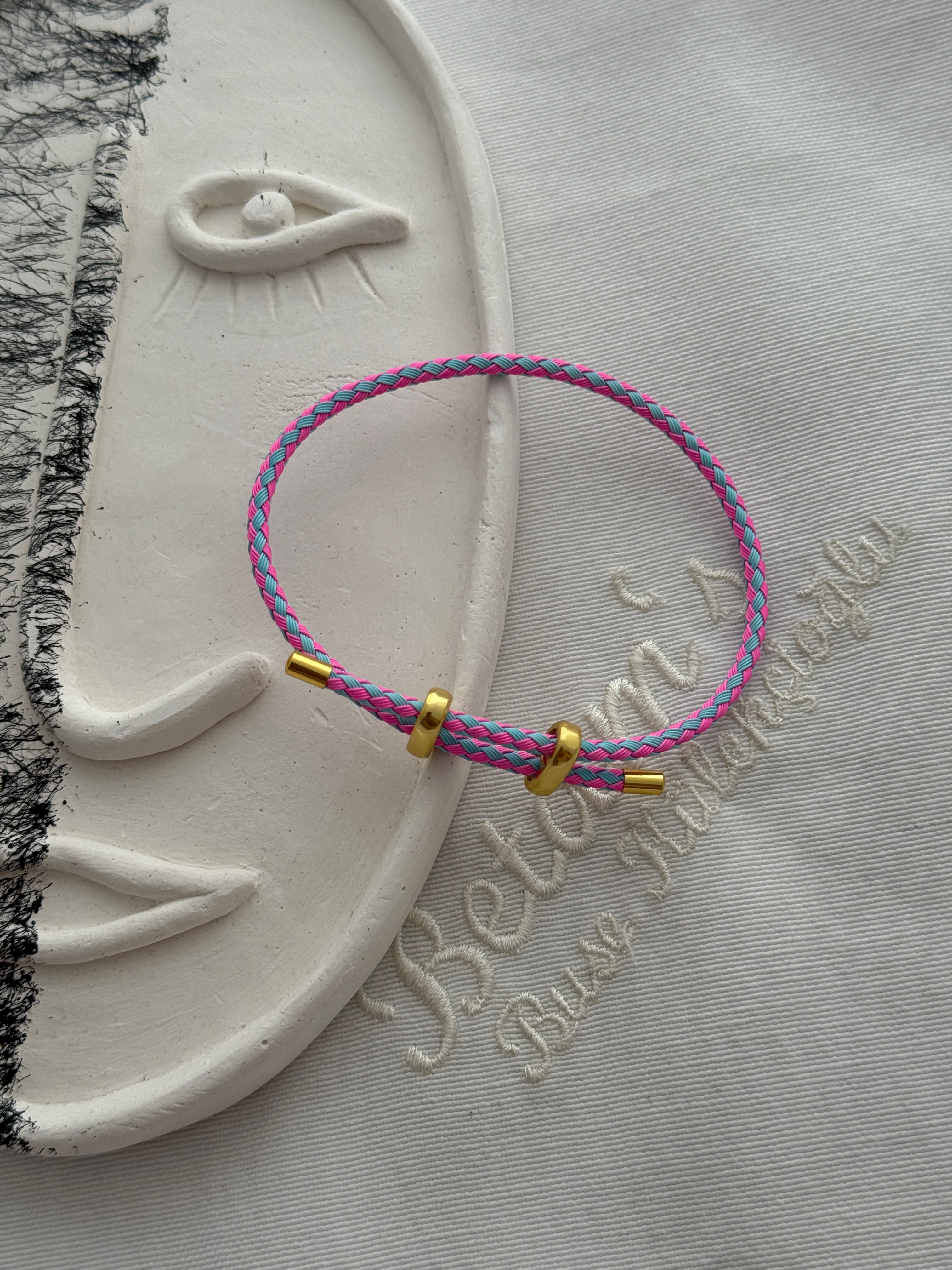 Mavi ve pembe renkli hem halhal hem bileklik BK-151