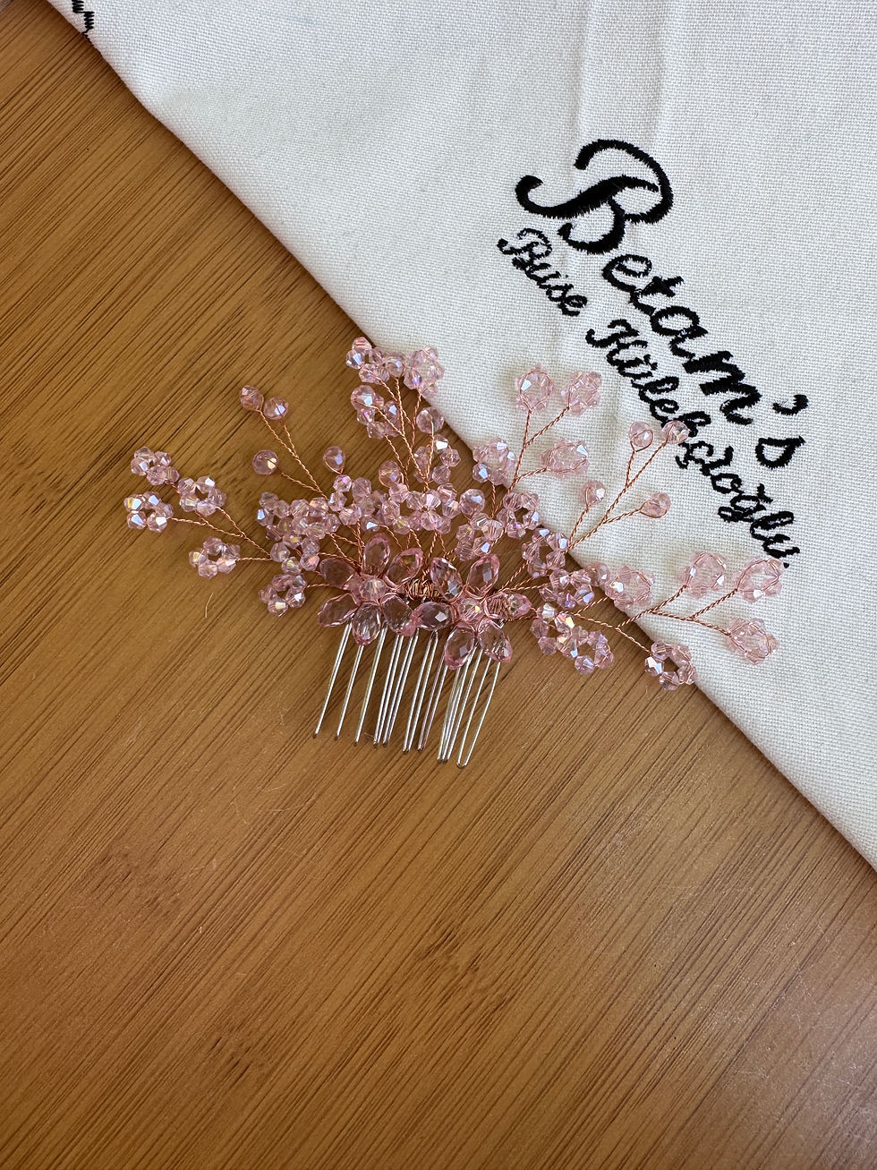 pembe abiye topuz tokası