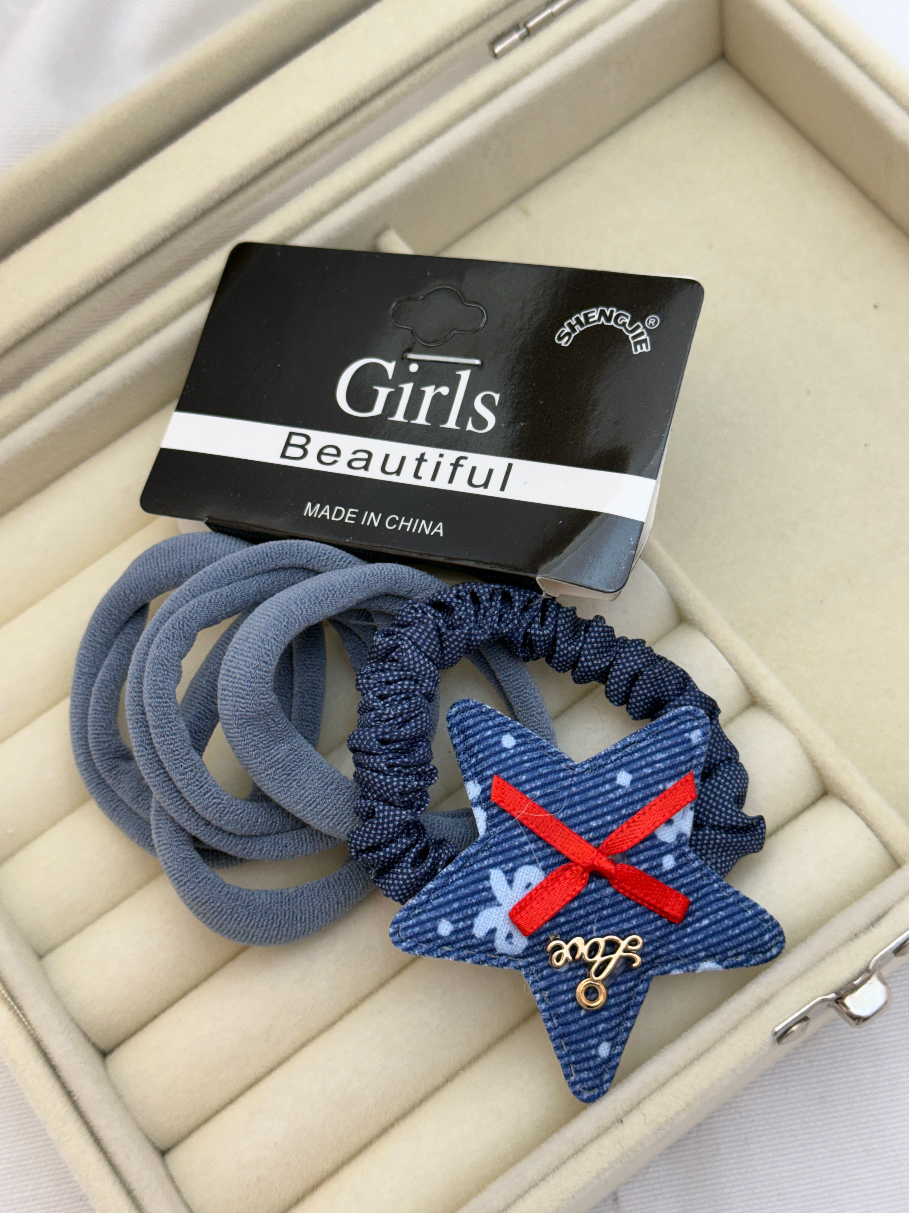 Lacivert jean detaylı çoklu lastik toka B-0303