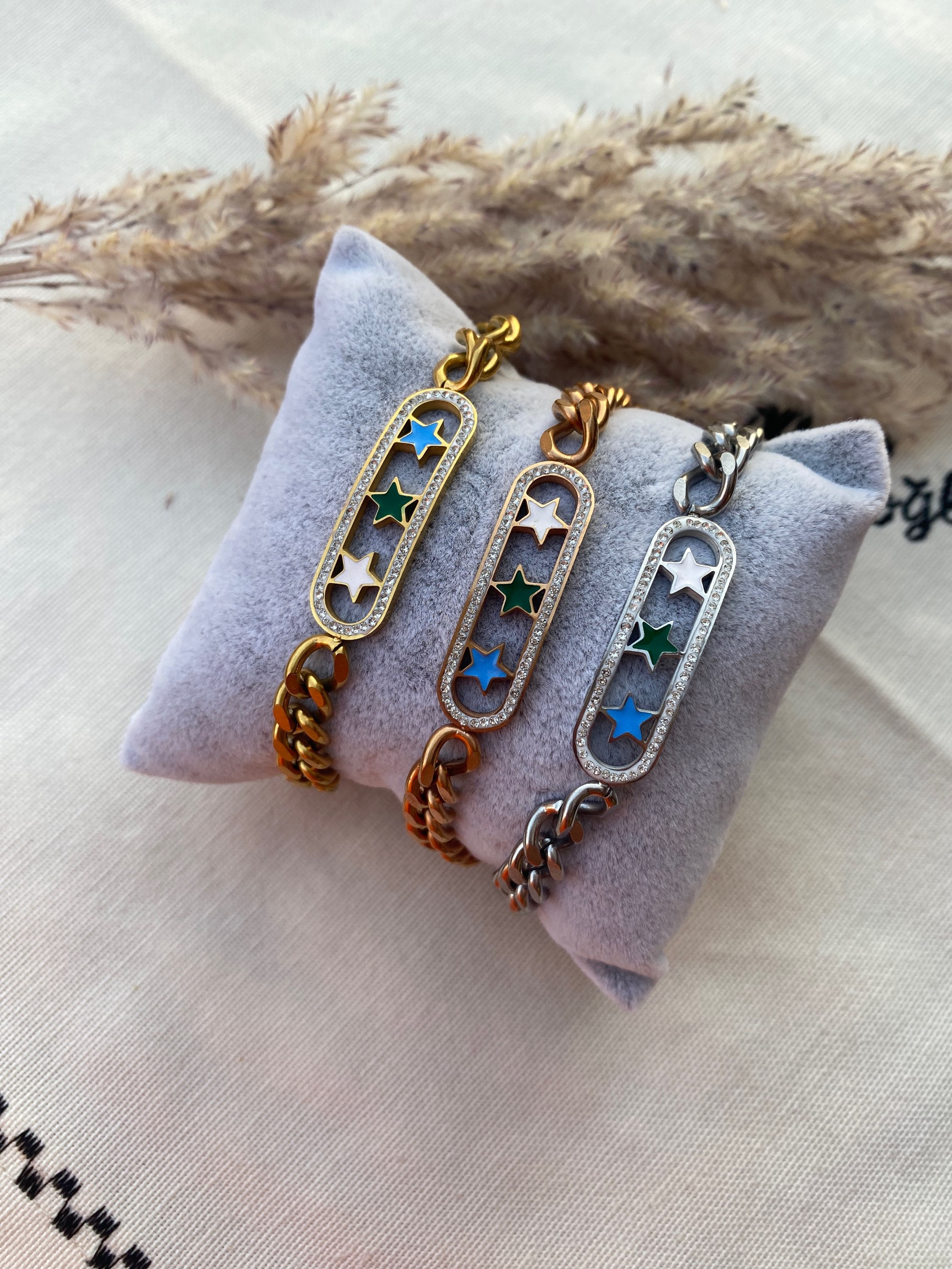 Yıldız detaylı çelik bileklik ÇBB185