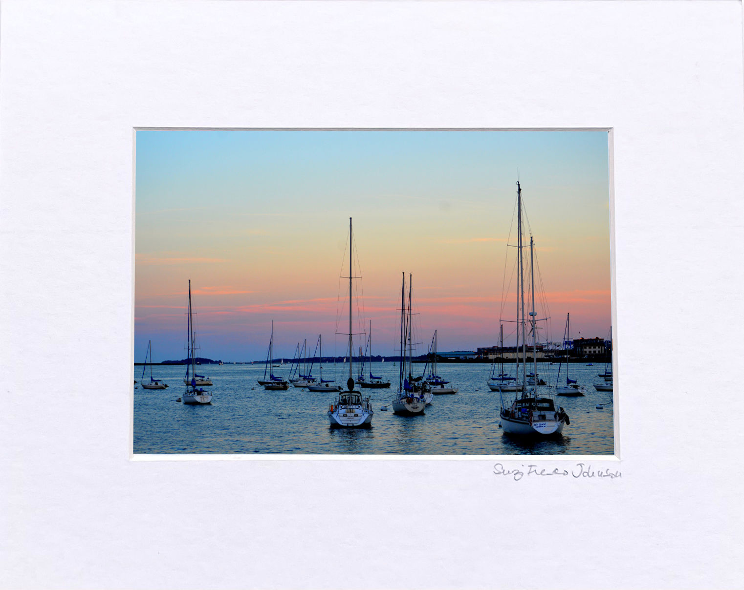 Boston Harbor Summer Sunset - 8X10 Matted Print