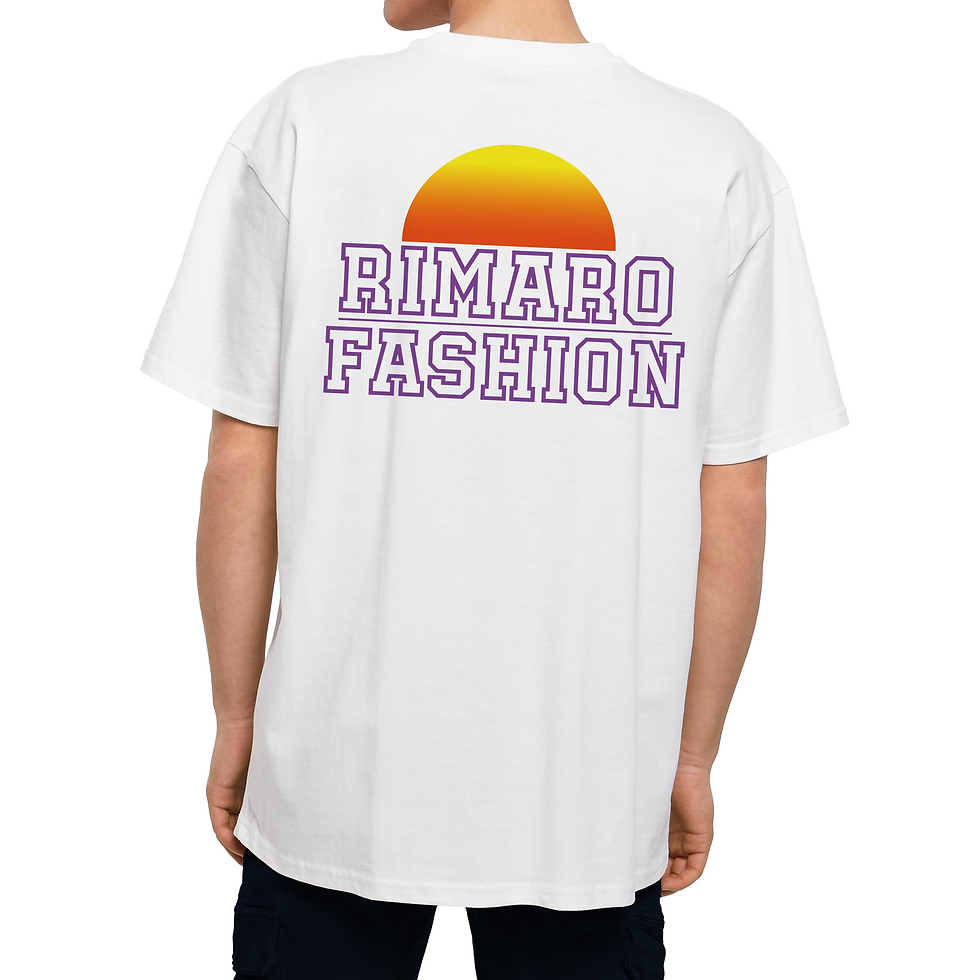 Miniaturbild: Retro Rimaro Streetwear oversized T-Shirt, Rückansicht, weiß getragen