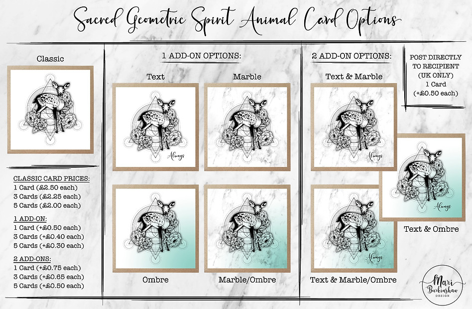 Sacred Geometric Spirit Animal Card Options