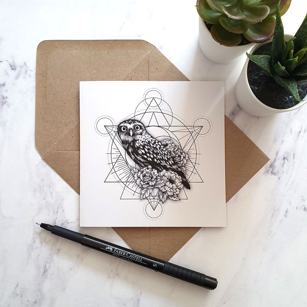 Sacred Geometric Owl Card