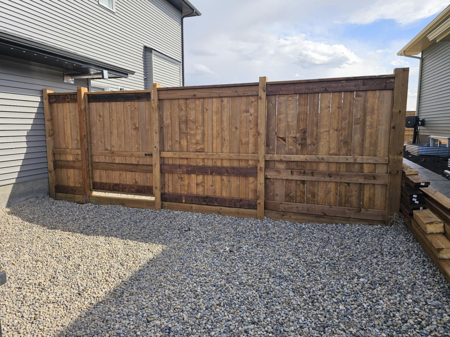 landscape Fence installation in Langdon, Alberta