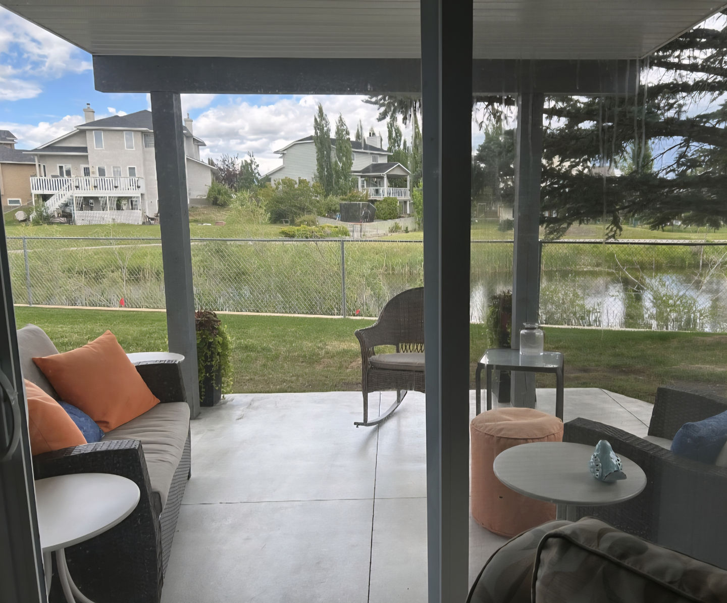 Landscape brushed concrete patio in High River, Alberta