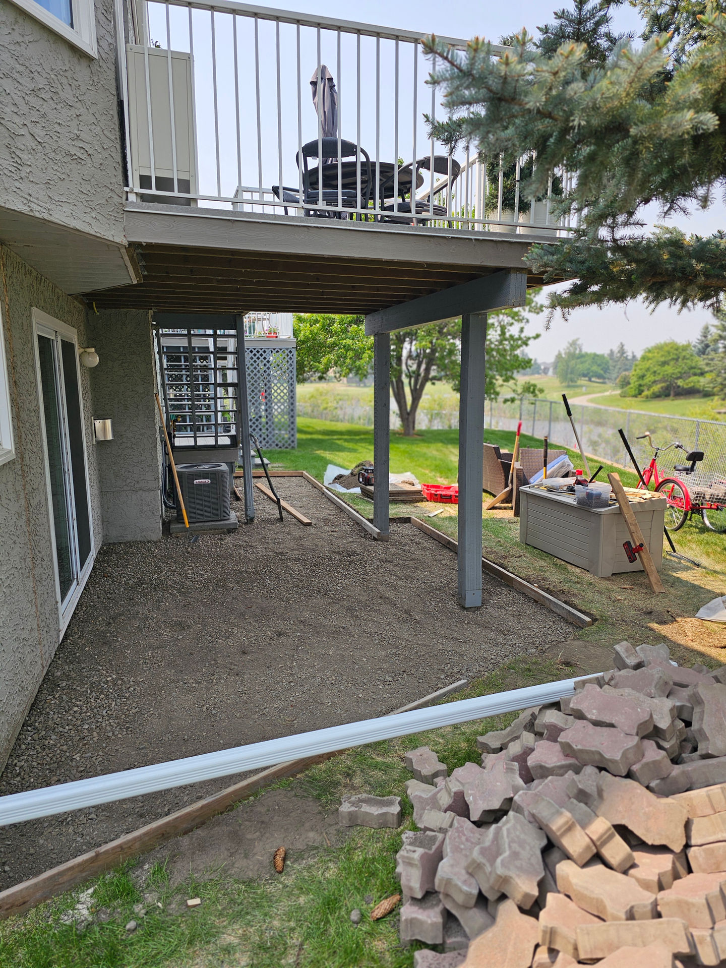 Landscape brushed concrete patio in High River, Alberta