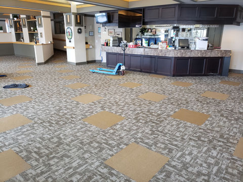 Commercial carpet tile and rubber base in Carstairs, Alberta