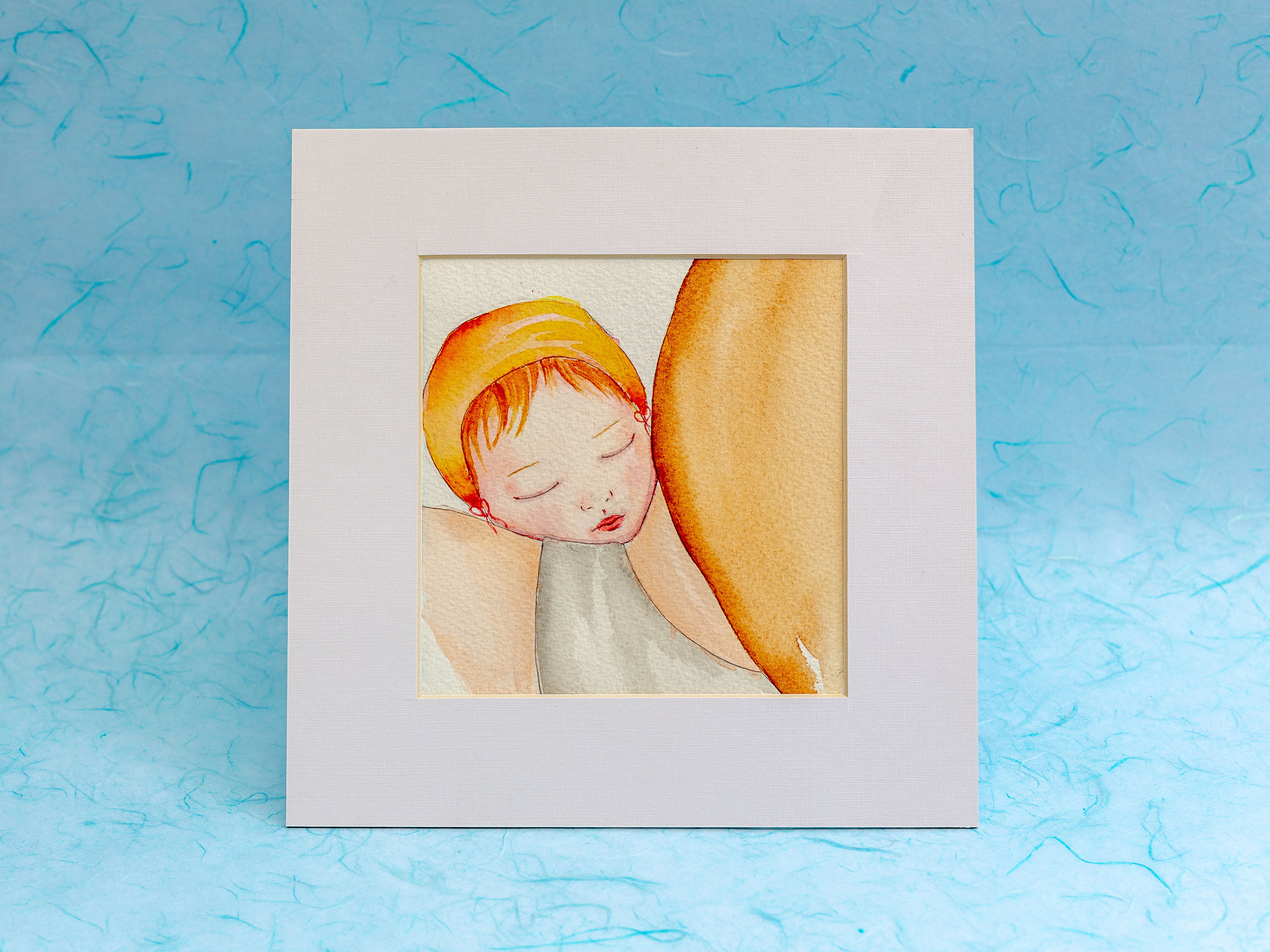 Watercolor Sleeping Baby and Mum