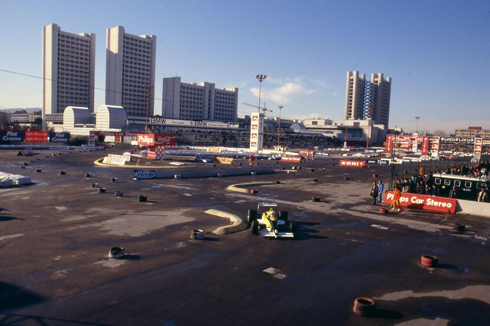 A nice view of the track during the 1988 event. The car in the photo is the First 188, the sordid F3000 car hastily converted to F1 specs | Credits: XPB Images