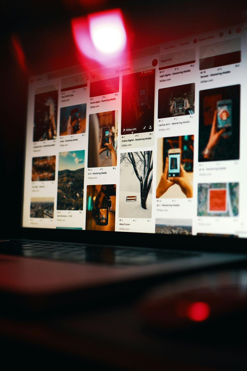 A picture of a computer screen that has various social media related images on it.