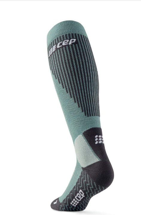 Thumbnail: CEP cold weather compression socks tall blue/grey back view