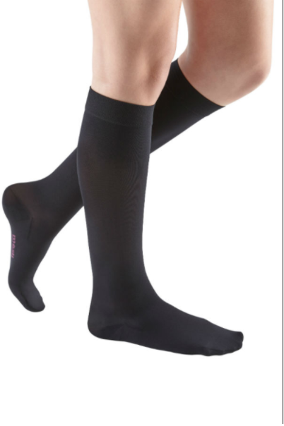 Thumbnail: Medi Comfort Knee High Compression Stockings black side view