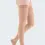 Thumbnail: Medi Plus Close toe thigh high Compression Stockings caramel side view