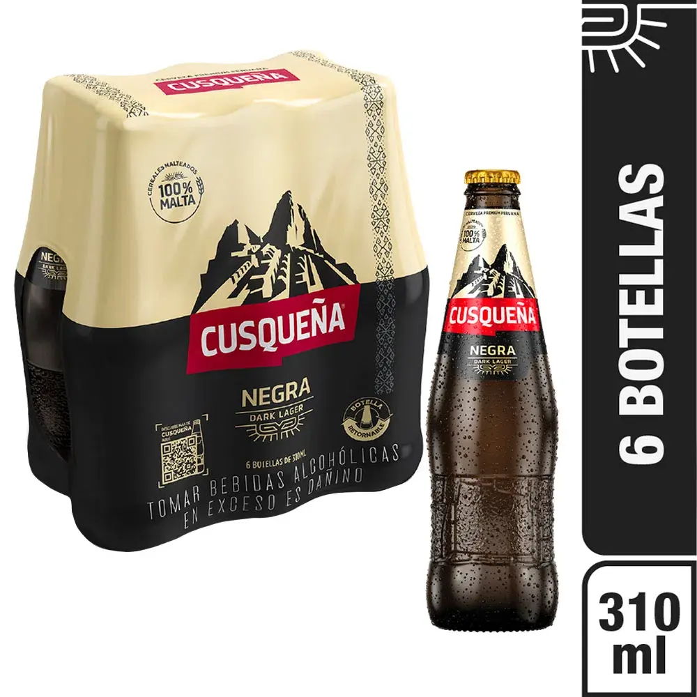 Cerveza CUSQUEÑA Malta Botella 310ml Paquete 6un