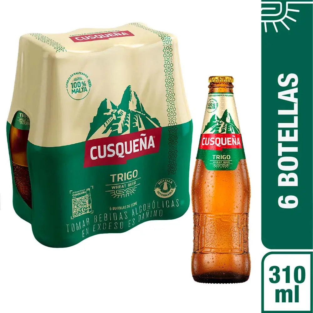 Cerveza CUSQUEÑA Trigo Botella 310ml Paquete 6un