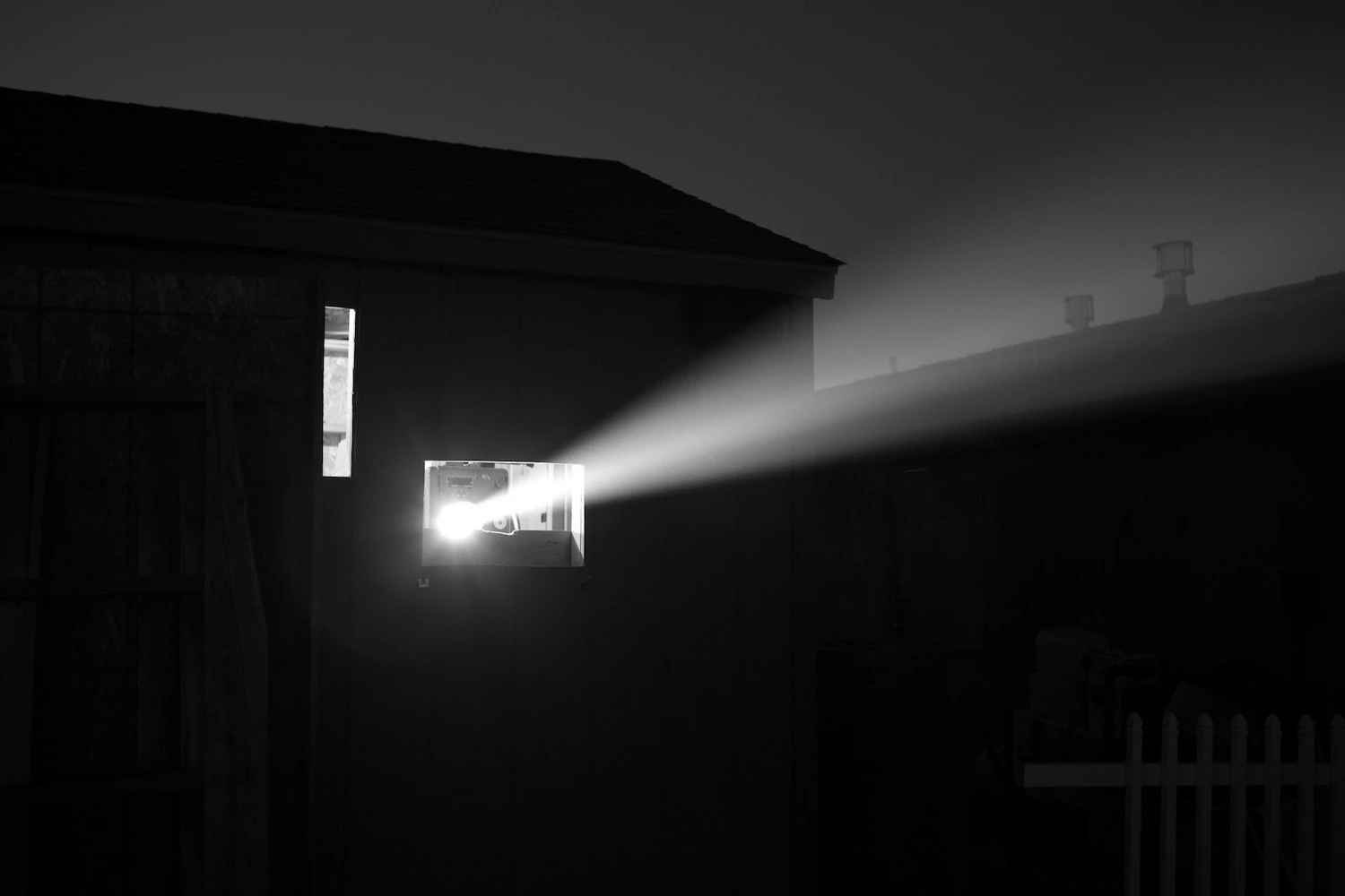 A building with a projector