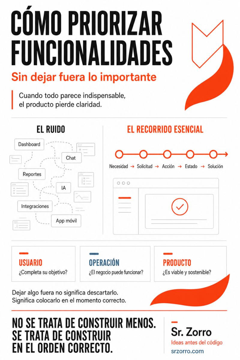 Revista Ideas antes del código infografía Cómo priorizar funcionalidades sin dejar fuera lo importante