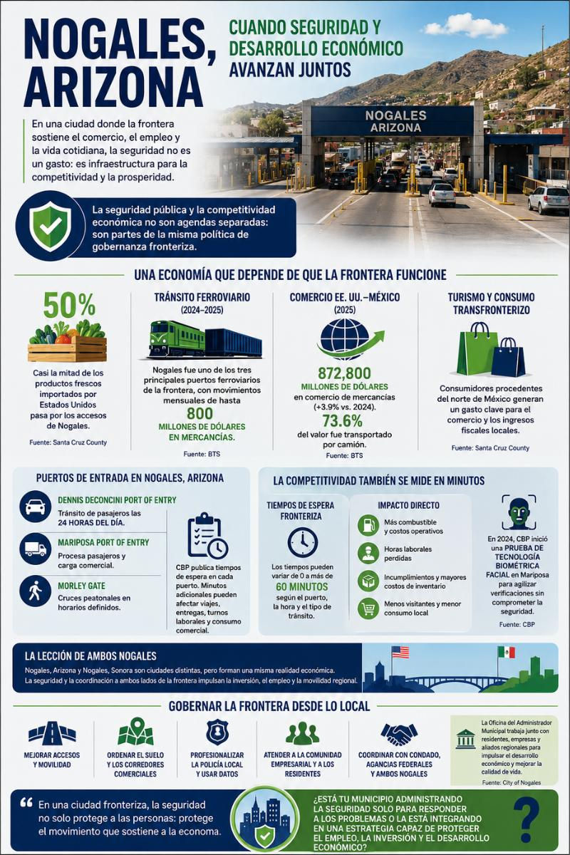 Revista interAlcaldes infografía Nogales, Arizona. Cuando seguridad y desarrollo económico avanzan juntos
