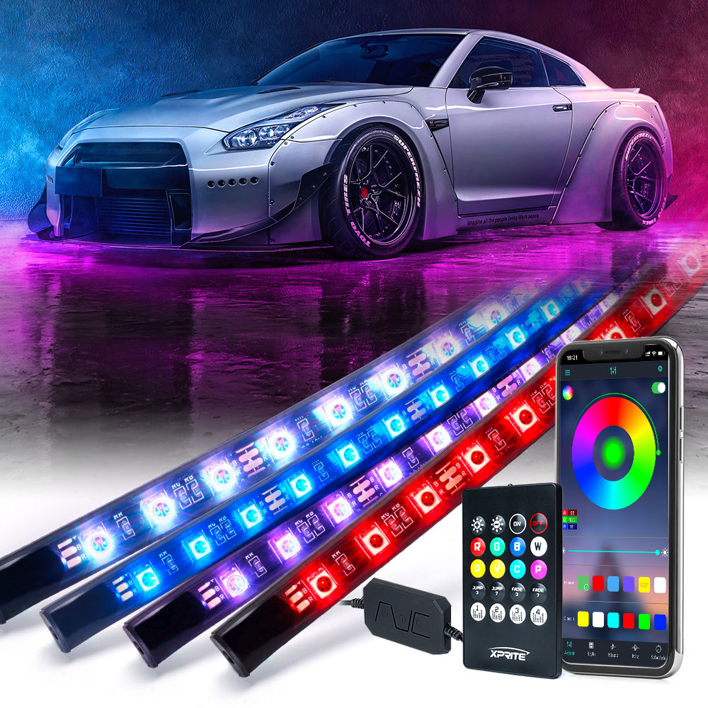 Tiras de Luces Led Rgb Xprite Para Chasis De Auto con control por Bluetooth