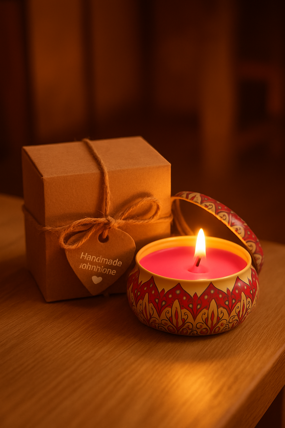 Patterned tinned scented candle